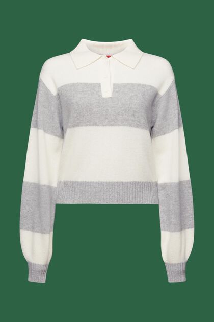 Kašmírový pulovr s polokošilovým výstřihem, pruhy