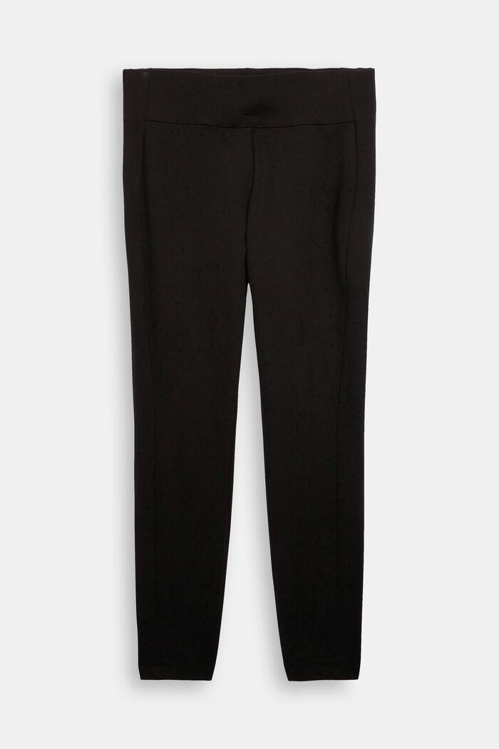 CURVY: kalhoty v teplákovém stylu, ze strečového žerzeje, BLACK, detail image number 2