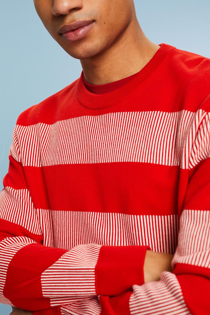 Pruhovaný pulovr z žebrové pleteniny, RED, detail image number 3