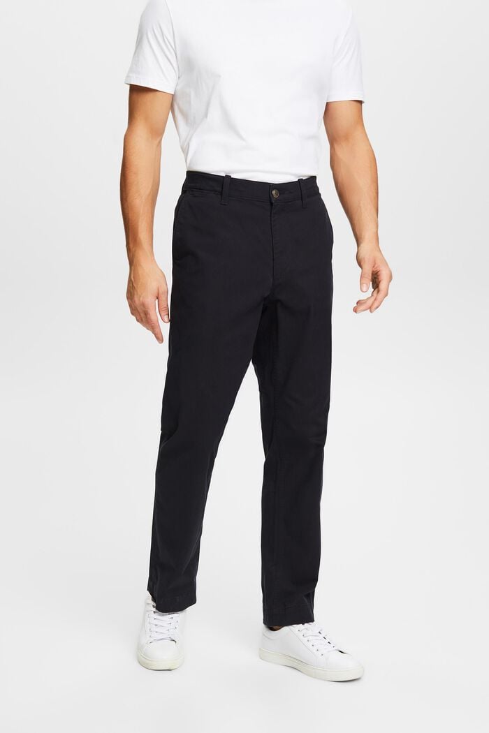 Kalhoty chino, bavlněný kepr, rovný střih, BLACK, detail image number 0