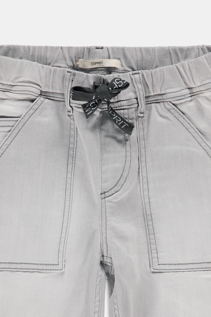 Džínové šortky s elastickým pasem se šňůrkou na stažení, GREY LIGHT WASHED, detail image number 2