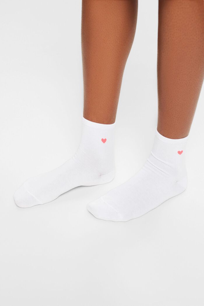 Ponožky se srdíčky, 2 páry v balení, WHITE, detail image number 1