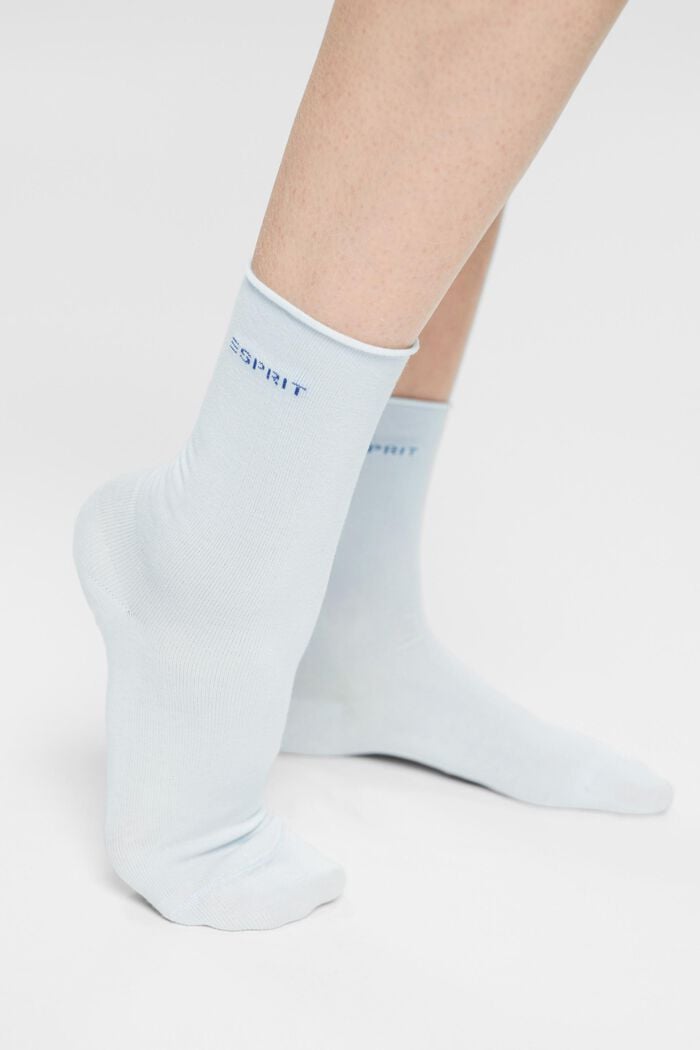 Ponožky se srolovanými náplety, ze směsi s bavlnou, POWDER BLUE, detail image number 2