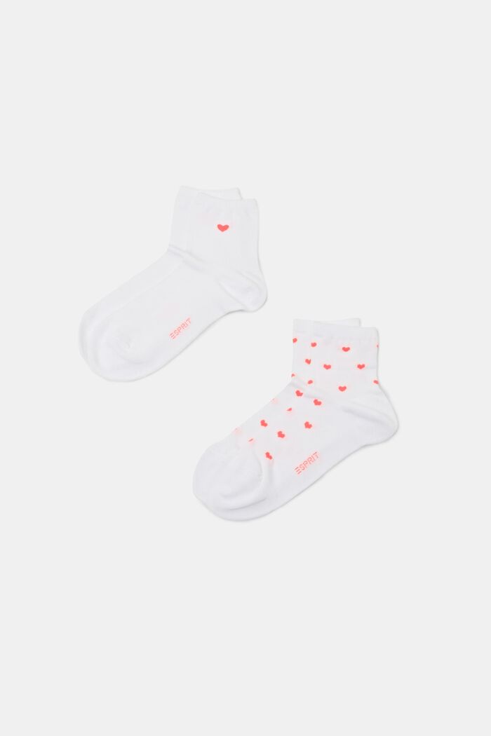 Ponožky se srdíčky, 2 páry v balení, WHITE, detail image number 0