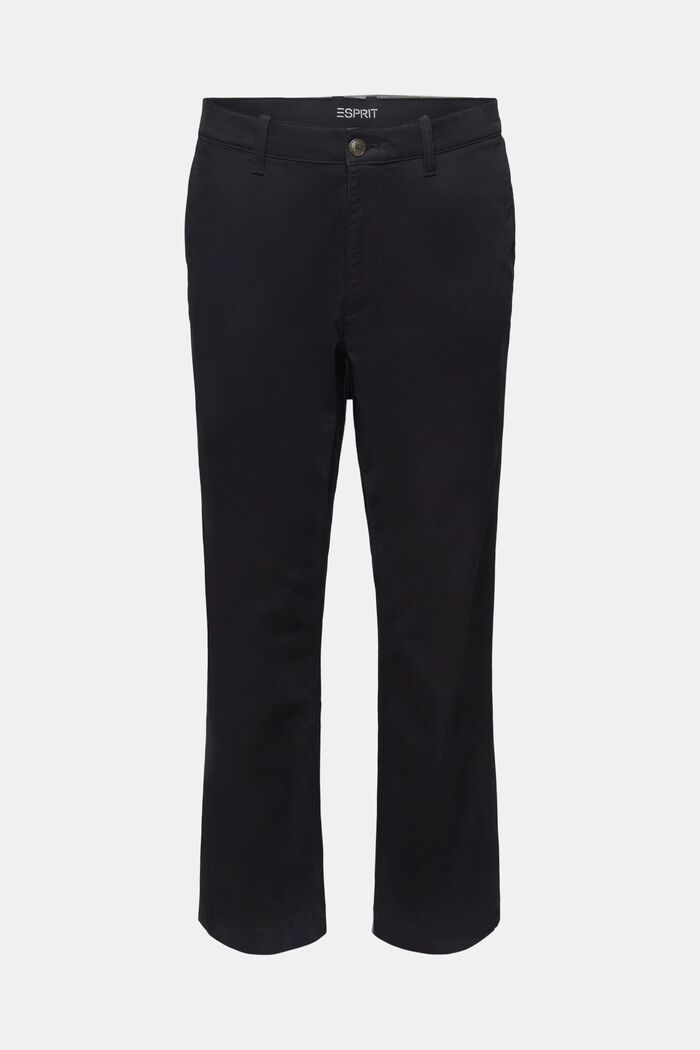 Kalhoty chino, bavlněný kepr, rovný střih, BLACK, detail image number 7