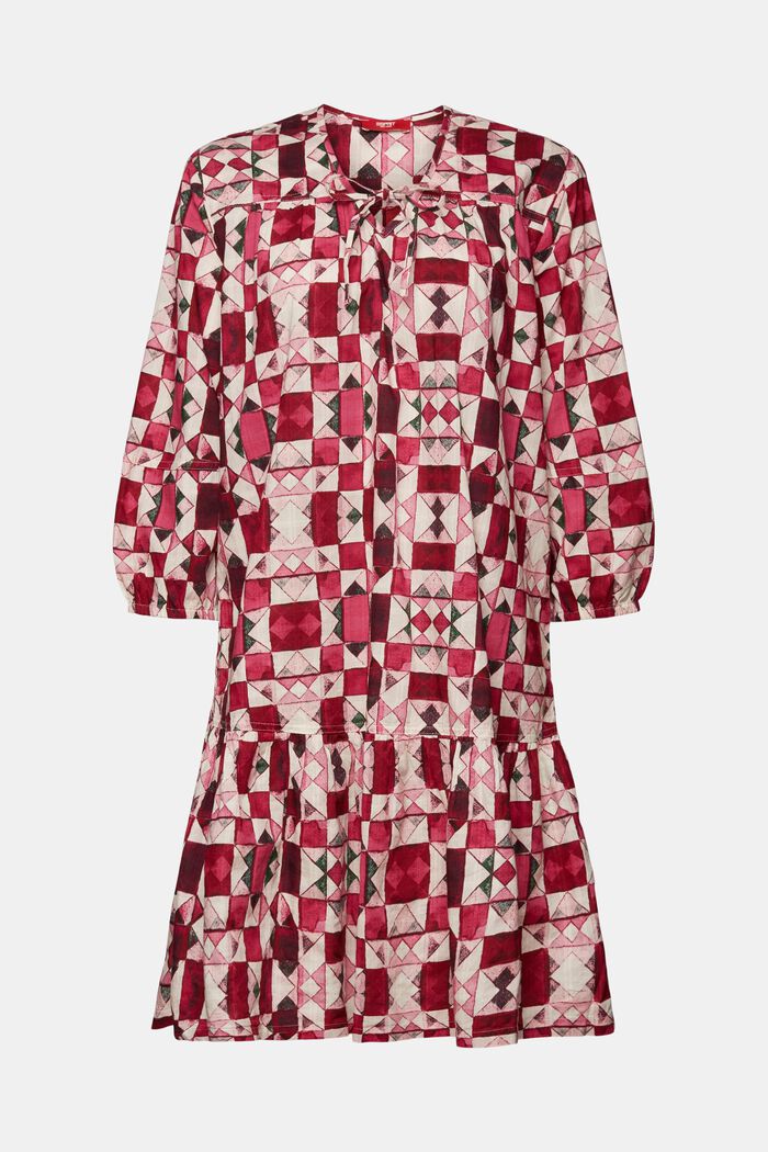 Úzké rovné šaty z bavlněného materiálu Dobby, PINK FUCHSIA, detail image number 6