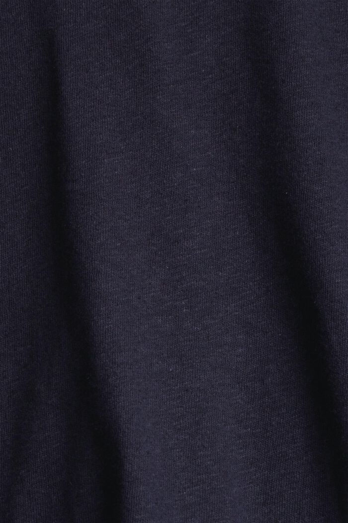 Tričko s dl. rukávem, knoflíková lišta, směs lnu, NAVY, detail image number 1