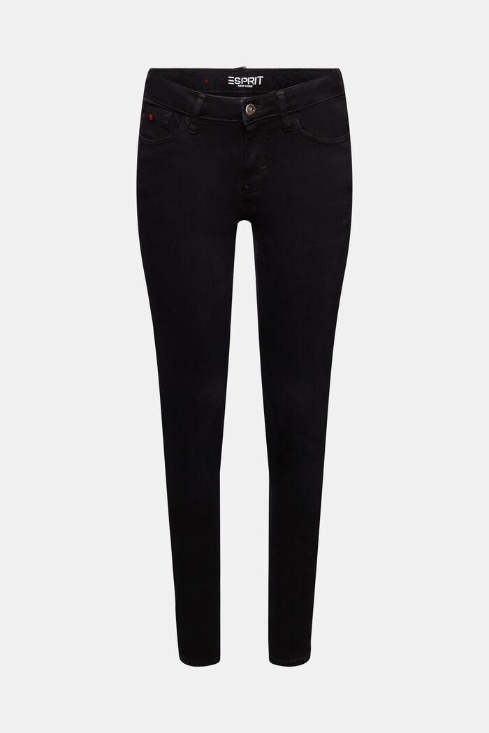 Skinny džíny se střední výškou pasu, BLACK DARK WASHED, detail image number 7