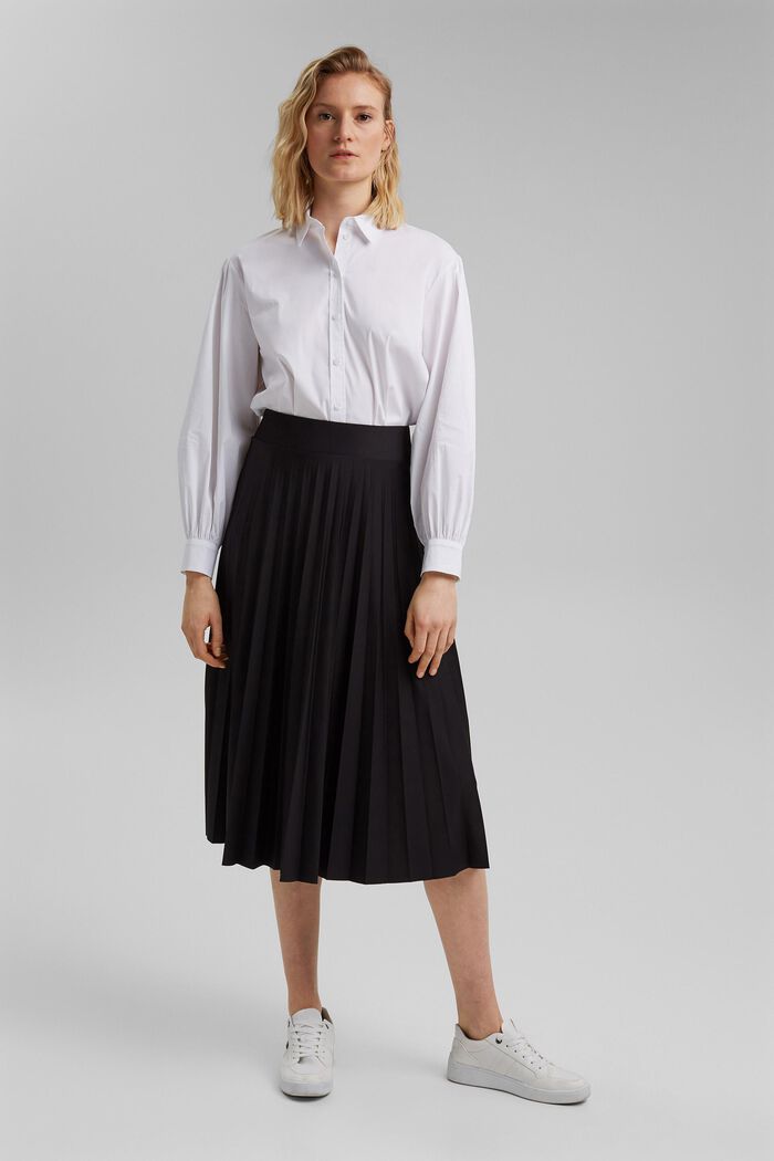 Z recyklovaného materiálu: plisovaná sukně s elastickým pasem, BLACK, overview