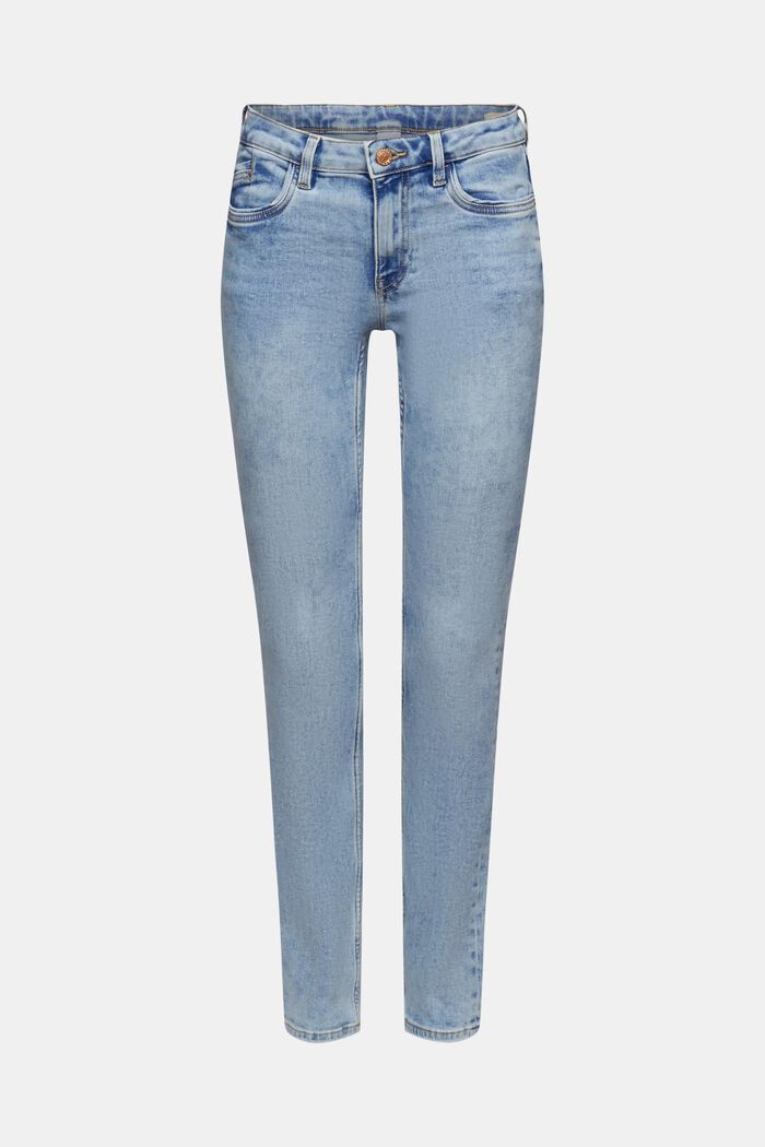 Strečové džíny Slim Fit se středně vysokým pasem, BLUE LIGHT WASHED, detail image number 7
