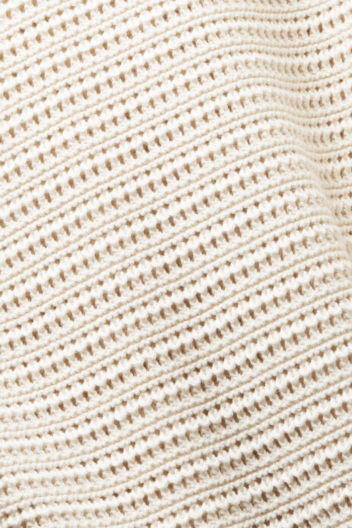 Pletený pulovr, kulatý výstřih a otevřený střih, BEIGE, detail image number 4