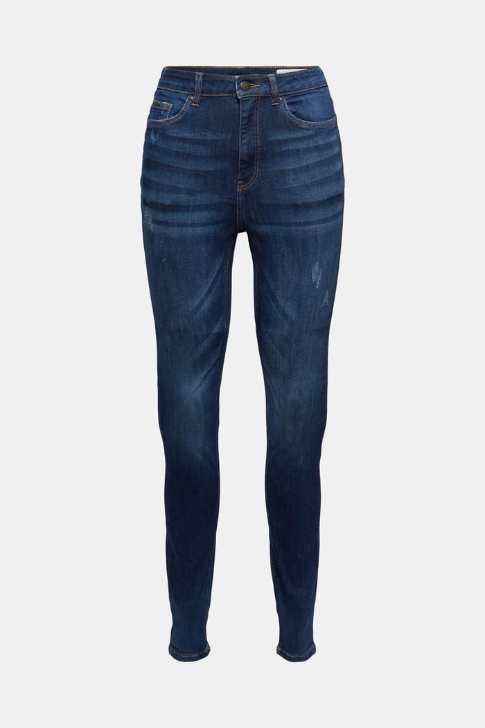 Superstrečové džíny, bio bavlna, BLUE DARK WASHED, detail image number 7