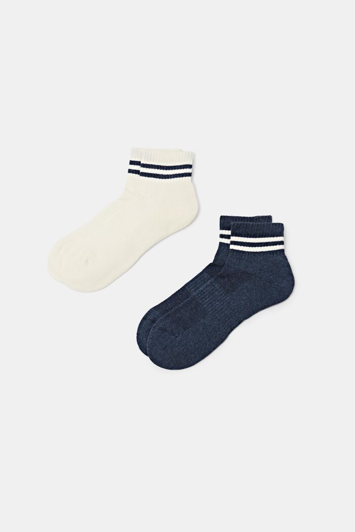 Tenisové ponožky, 2 páry v balení, CREME/NAVY, detail image number 0