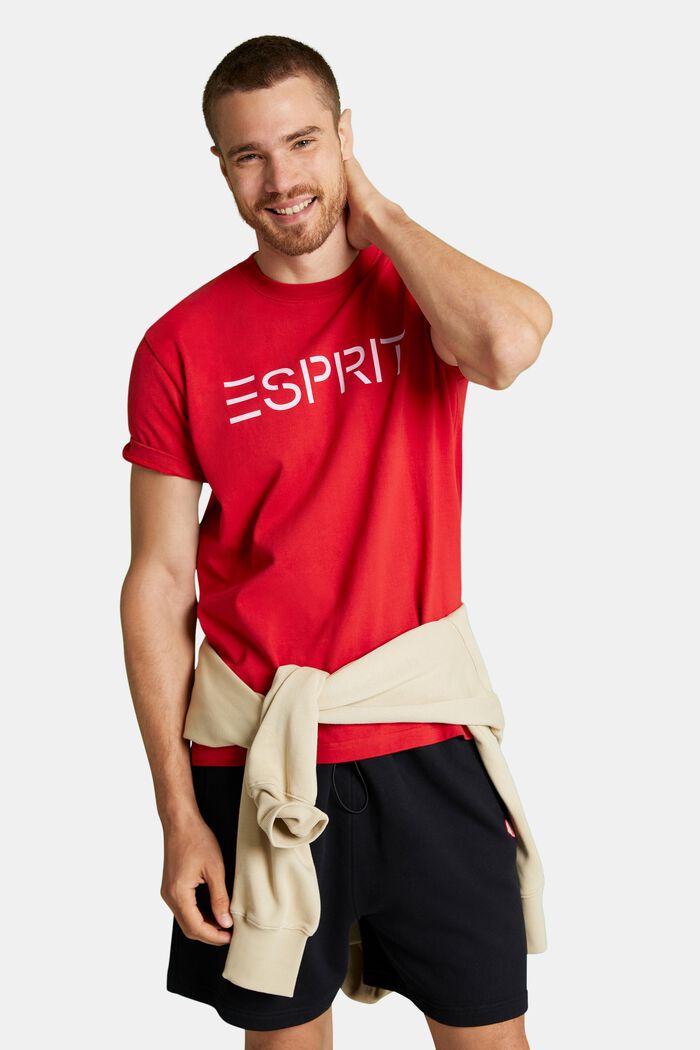 Unisex tričko s logem, z bavlněného žerzeje, RED, detail image number 0