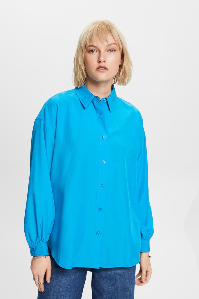 Košilová halenka oversize, BLUE, detail image number 0