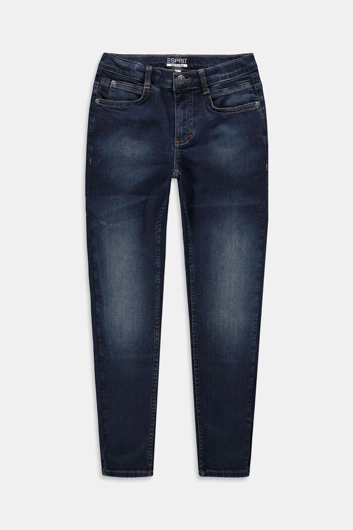 Zužující se džíny s nastavitelným pasem, BLUE BLACK WASHED, overview