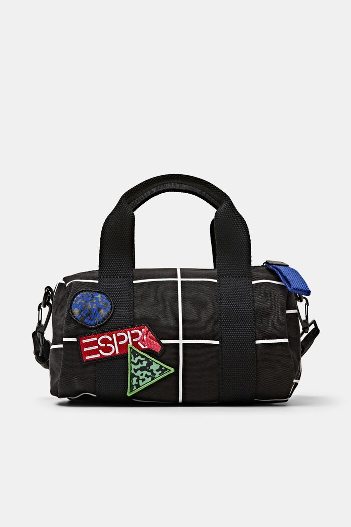 Oválná taška s mřížkovaným potiskem a logem, BLACK, detail image number 0