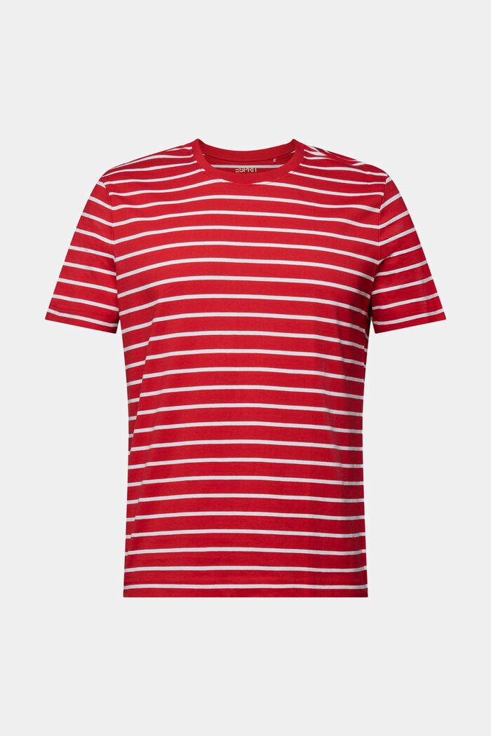 Pruhované tričko z bavlněného žerzeje, DARK RED, detail image number 7