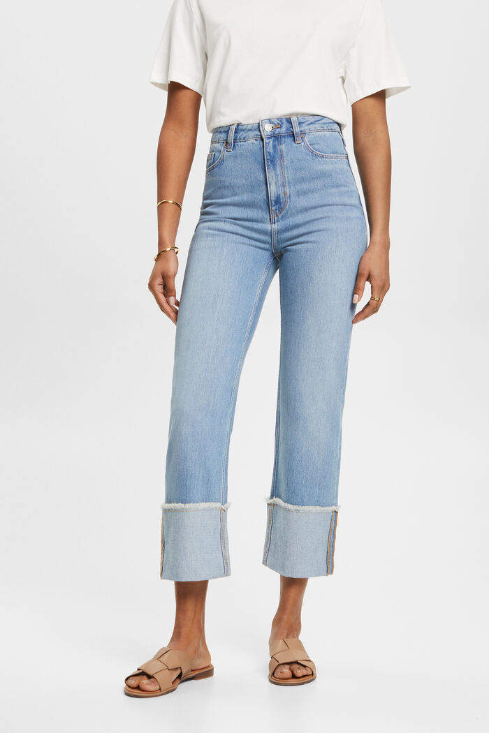 Zkrácené džíny s přišitým ohrnutím, TENCEL™, styl osmdesátek, BLUE LIGHT WASHED, detail image number 0