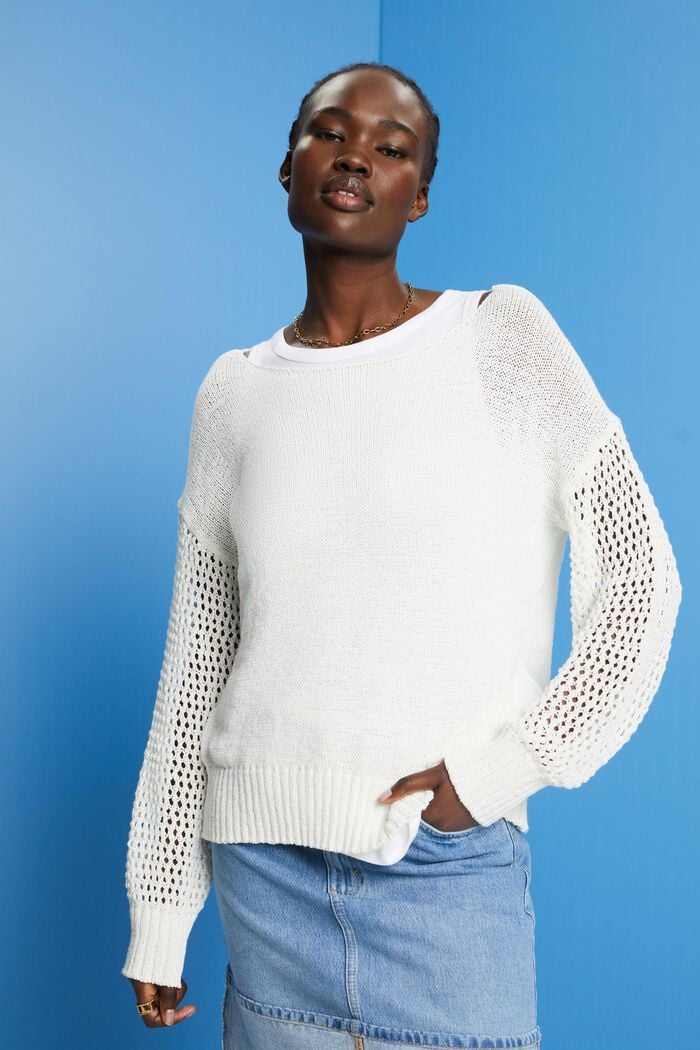 Volný pletený svetr, OFF WHITE, detail image number 0