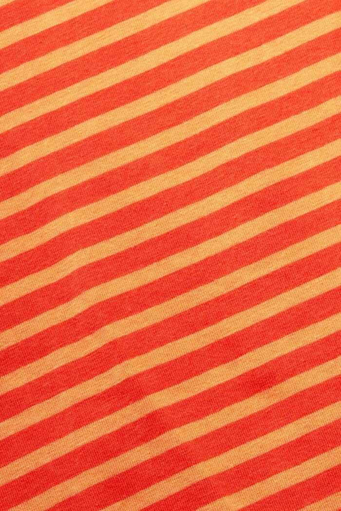Proužkované bavlněné tričko s lodičkovým výstřihem, ORANGE RED, detail image number 5