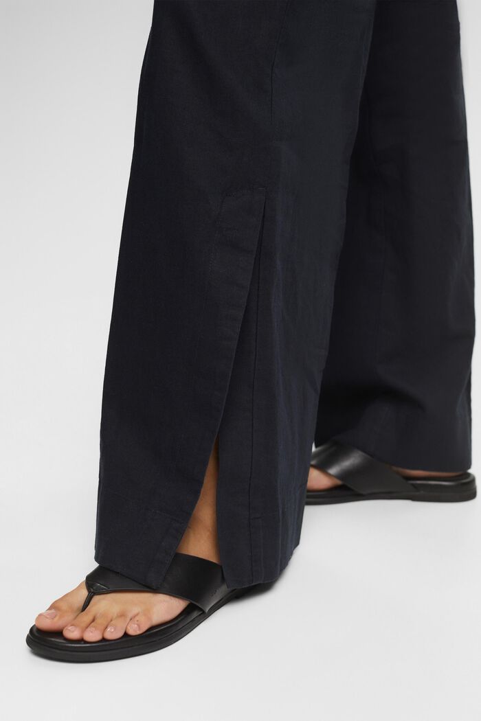 Se lnem: kalhoty se širokými nohavicemi a rozparky, BLACK, detail image number 5