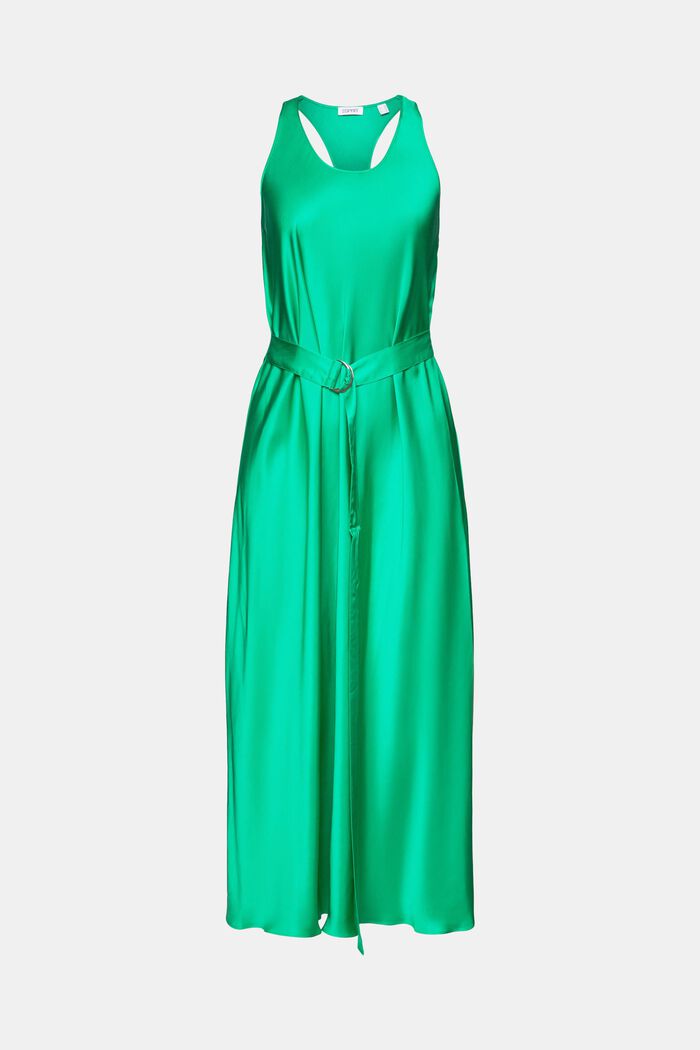 Saténové tílkové midi šaty s opaskem, GREEN, detail image number 6