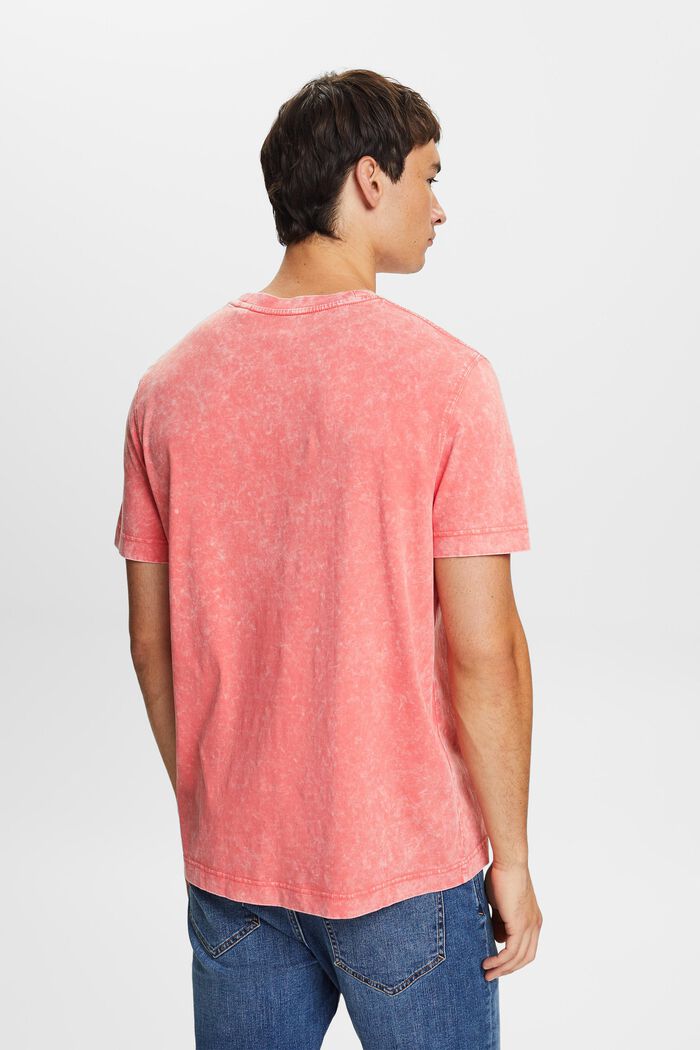 Tričko prané s pemzou, 100% bavlna, CORAL RED, detail image number 4