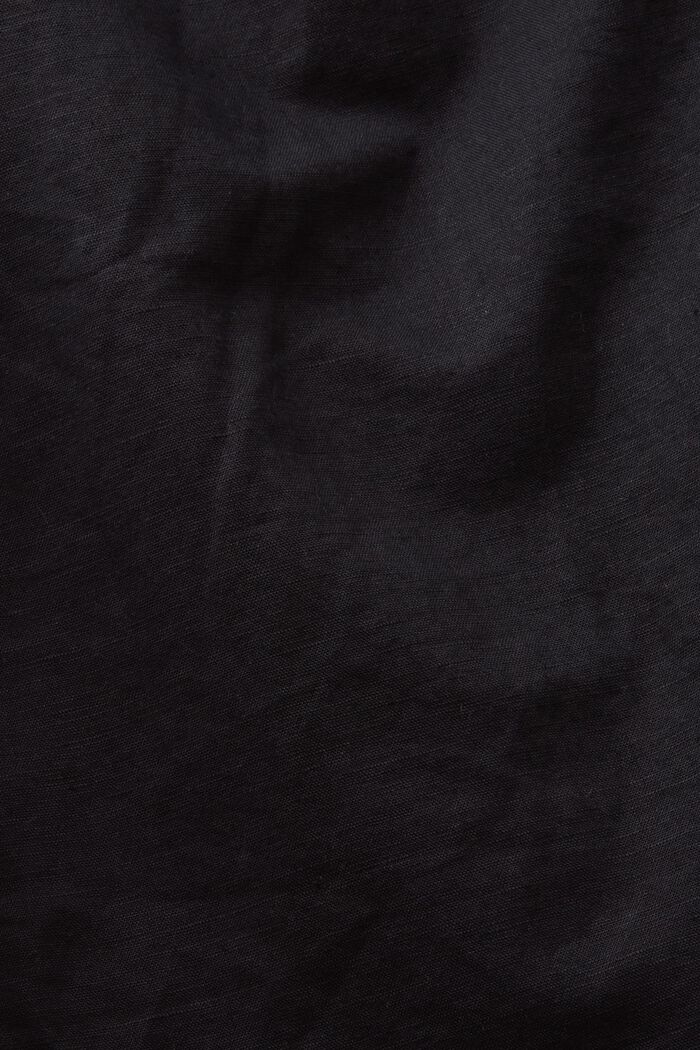 Košilové šaty s opaskem, ze směsi lnu a bavlny, BLACK, detail image number 4