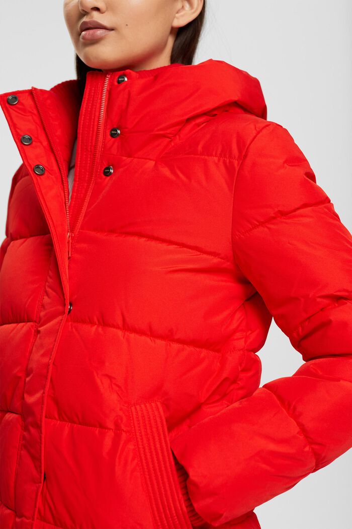 Prošívaný kabát s detaily z žebrové pleteniny, RED, detail image number 0