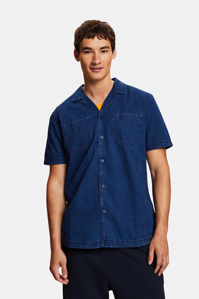Džínová košile s krátkým rukávem, 100% bavlna, BLUE DARK WASHED, detail image number 0