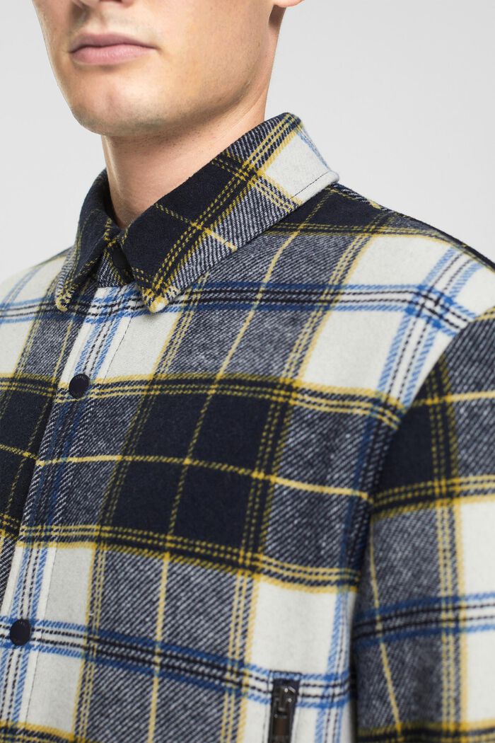 Károvaná košilová bunda ze směsi s vlnou, NAVY, detail image number 2