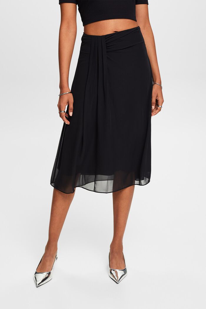 Midi sukně ze šifonu, BLACK, detail image number 0