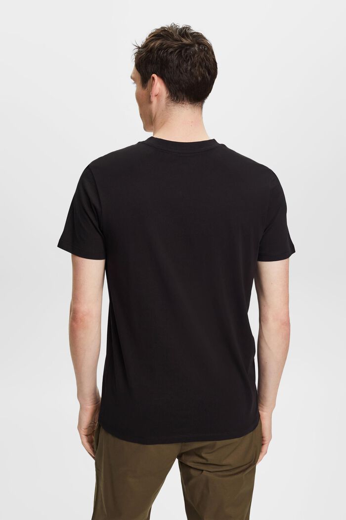 Bavlněné tričko Slim Fit se špičatým výstřihem, BLACK, detail image number 3