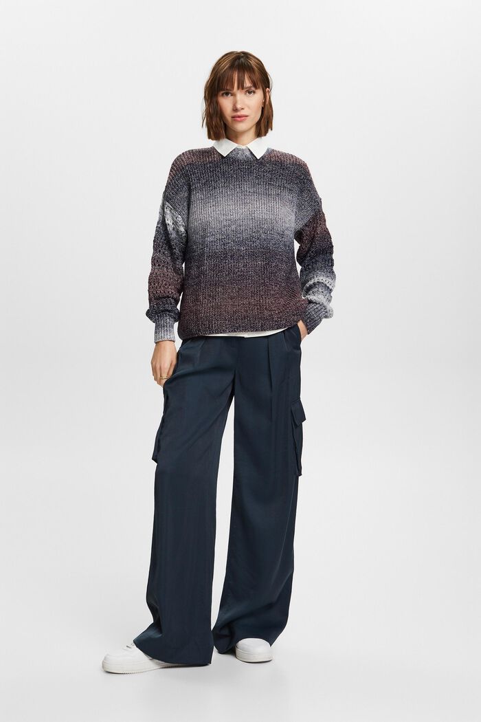 Volně pletený pulovr se stojáčkem, přechod barev, AUBERGINE, detail image number 5