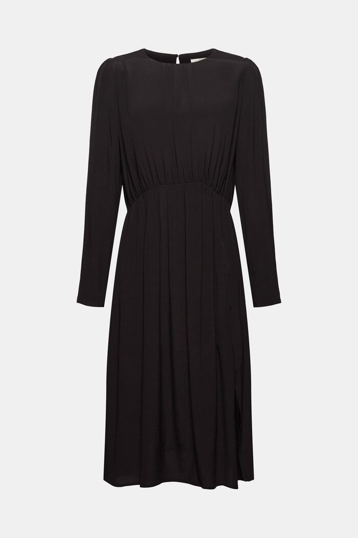 Midi šaty s elastickým pasem, LENZING™ ECOVERO™, BLACK, overview