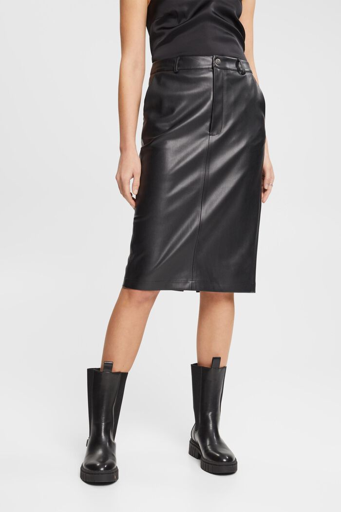 Midi sukně z imitace kůže, BLACK, detail image number 0
