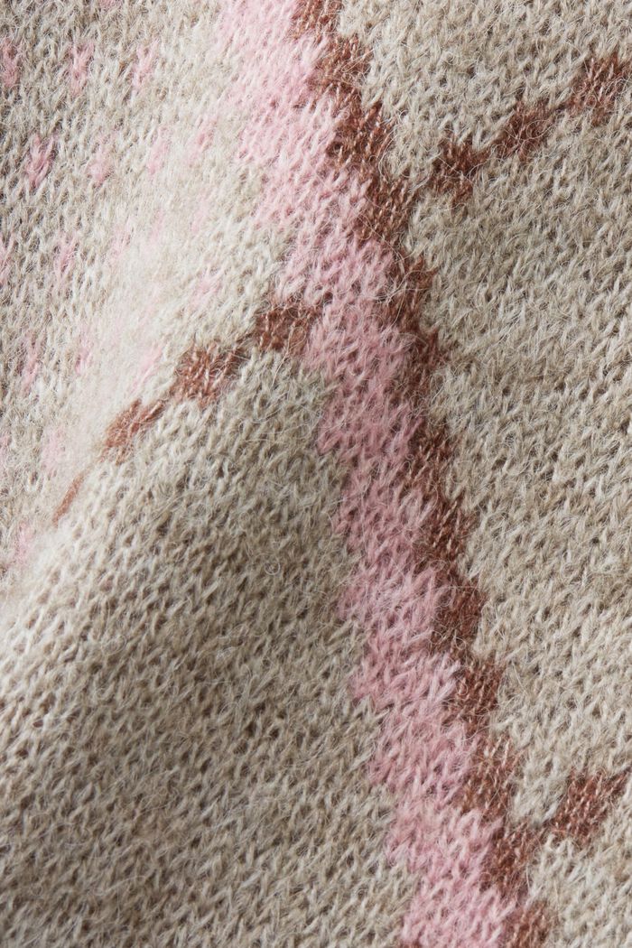 Kostkovaný svetr ze směsi s vlnou, LIGHT TAUPE, detail image number 4