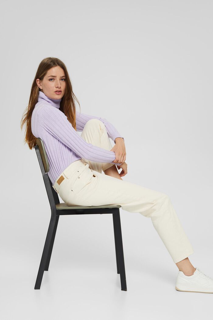 Kalhoty Mom, z bio bavlny, OFF WHITE, detail image number 6