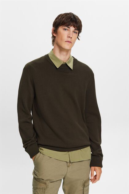 Bavlněný pulovr s kulatým výstřihem