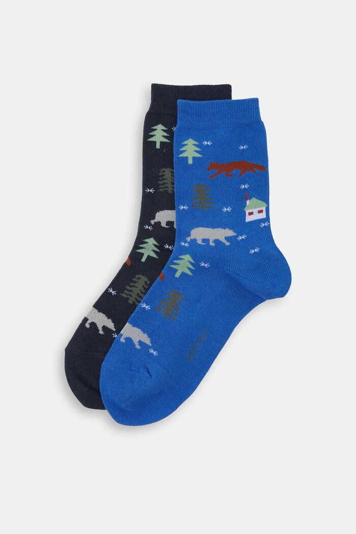Vzorované ponožky z bio bavlny, balení 2 ks, NAVY/BLUE, detail image number 0
