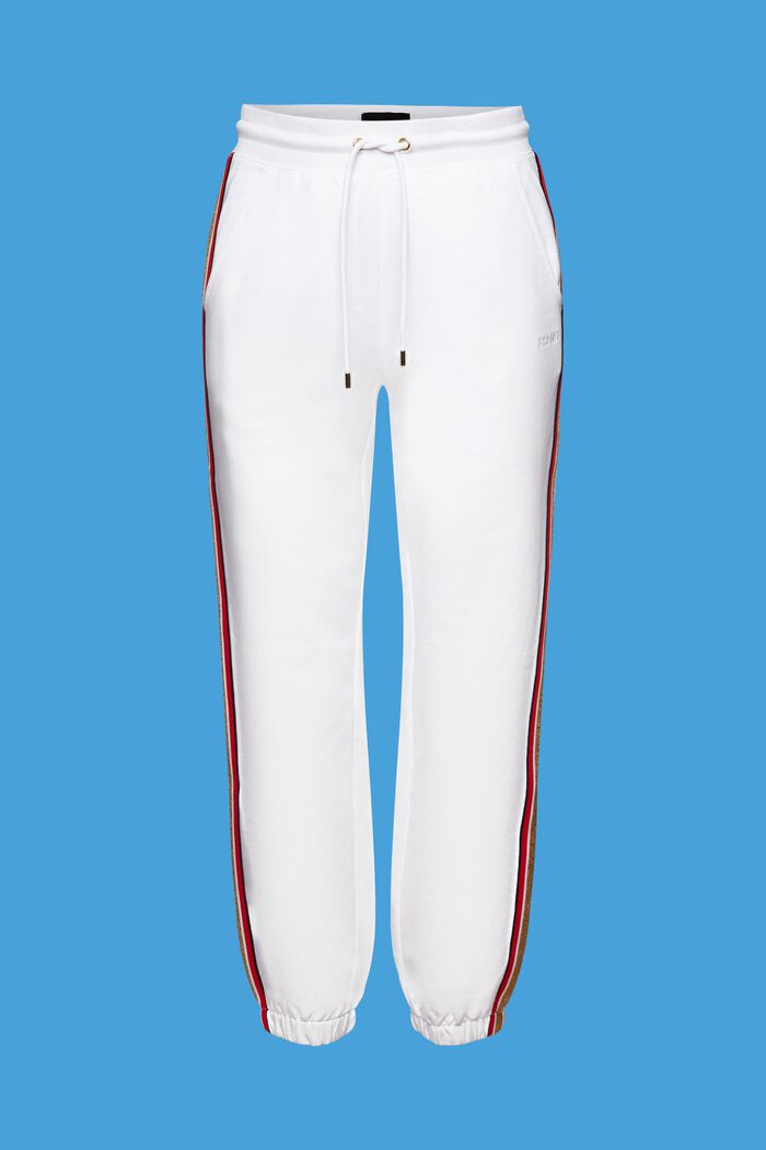 Bavlněné teplákové kalhoty s pruhy, WHITE, detail image number 6