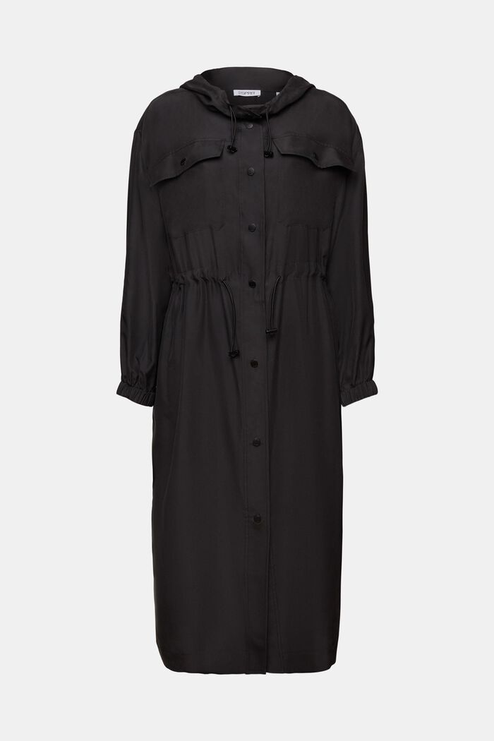 Seprané midi šaty z hedvábné padákoviny, BLACK, detail image number 5