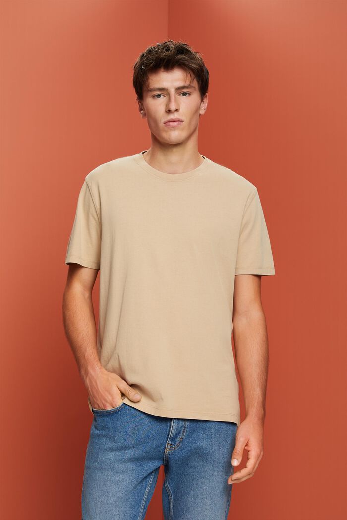 Žerzejové tričko, barvené po ušití, 100% bavlna, SAND, detail image number 0