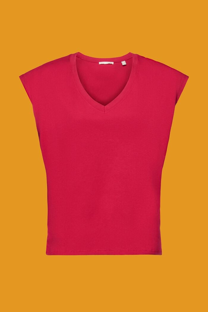 Bavlněné tričko bez rukávů, špičatý výstřih, DARK PINK, detail image number 6
