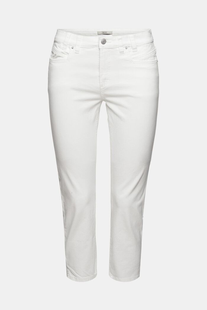 Strečové kalhoty v délce capri, WHITE, detail image number 7