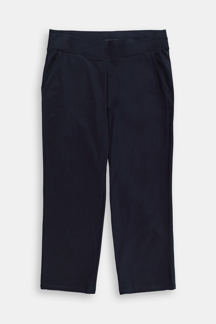 CURVY: žerzejové kalhoty z bio bavlny, NAVY, detail image number 0