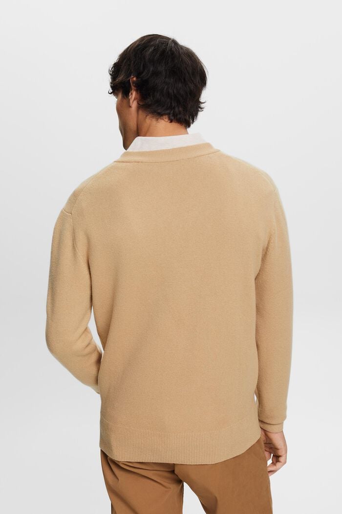Basic pulovr se špičatým výstřihem, směs s vlnou, SAND, detail image number 3