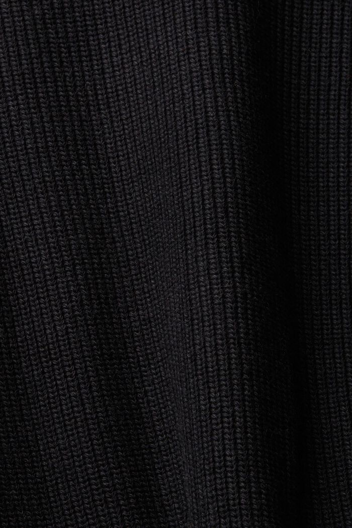 Pulovr z hrubé pleteniny s polovičním zipem, BLACK, detail image number 5