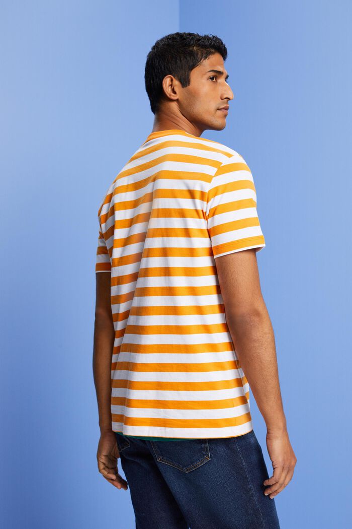 Pruhované bavlněné tričko, ORANGE, detail image number 3